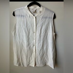 Vintage Lillianna 100% Silk Top Blouse Sleeveless Size Large Classic Preppy
